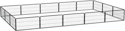 Produktbild von Hundekäfig mit 16 Paneelen, schwarz, 100 x 50 cm, aus pulverbeschichtetem Stahl für den Innenbereich
