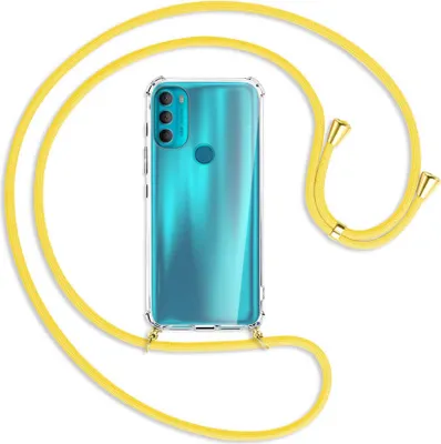 Produktbild von Handykette Backcover-Schutzhülle mit Band (Metall goldfarben) für Motorola Moto G71 5G - gelb