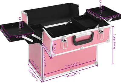 Obrázok produktu pre vidaXL Kozmetický kufrík 38x23x34 cm ružový hliník