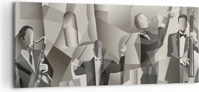 Produktbild von Bild auf Leinwand - Leinwandbild - Jazz Musik Musiker - 120x50cm - Wand Bild - Wanddeko - Leinwanddruck - Bilder - Kunstdruck - Wanddekoration - Leinwand bilder - Wandkunst - AB120x50-4119