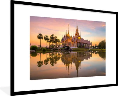 Produktbild von MuchoWow® Gerahmtes Poster Thailand - Tempel - Orange 90x60 cm - Poster mit Schwarzem Bilderrahmen Wandposter Rahmen Foto Bilder - Wanddekoration - Fotos