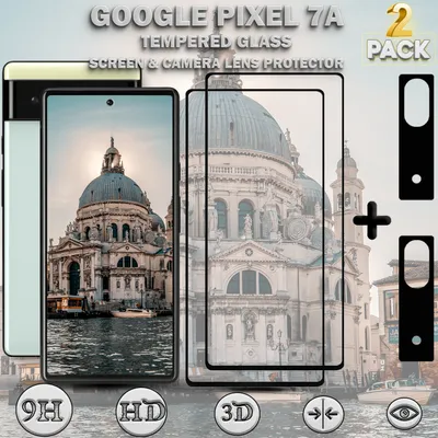 Produktbild von 2-Pack GOOGLE PIXEL 7A Displayschutzfolie und 2-Pack Objektivschutz aus 9H gehärtetem Glas
