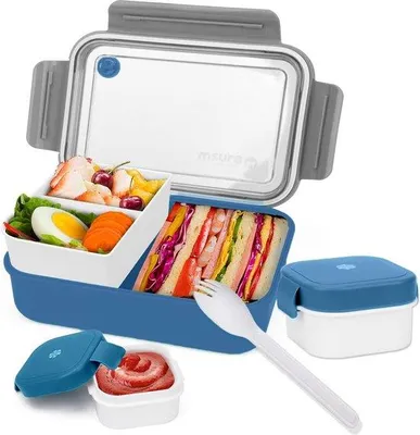 Immagine prodotto di Contenitore per il pranzo blu da 1500 ml con posate e scomparti