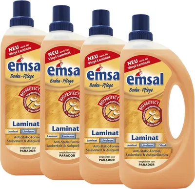 Produktbild von 4x emsal Boden-Pflege Laminat 1 Liter mit Bioprotect - für Laminat, Linoleum &