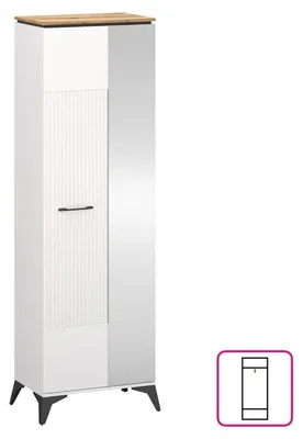 Obrázek produktu pro Kondela Jednodveřová šatní skříň se zrcadlem Velis 1D/40 - bílá / dub evoke
