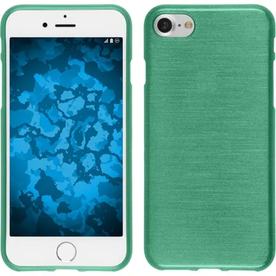 Produktbild von PhoneNatic Case kompatibel mit Apple iPhone 8 - grün Silikon Hülle brushed + 2 Schutzfolien
