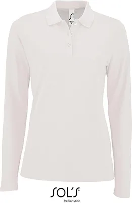 Immagine prodotto di SOLs 02083 | Polo donna maniche lunghe in piqué Perfect - Colore: Bianco - Taglia: 3XL