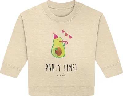 Produktbild von Mr. & Mrs. Panda Organic Baby Pullover Avocado Party Zeit 6. - 12. Monat - Natural Raw - Geschenk, Glücklich, Genießen, Happy Birthday, Geburtstag, Bullover