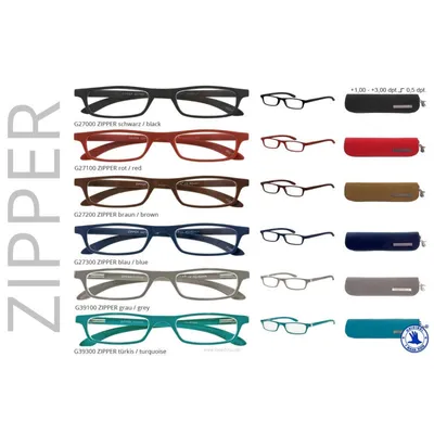 Image de I NEED YOU Lunettes de lecture ZIPPER, noir, +2.50 dpt.
