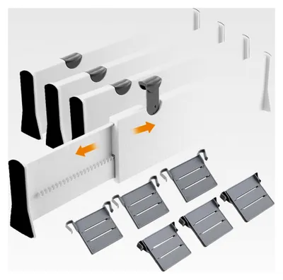 Produktbild von Verstellbare Schubladentrenner, Länge 38–54 cm, Höhe 10,5 cm, geeignet für Schminktische, Schreibtische, Kleiderschränke, Küchen (weiß)