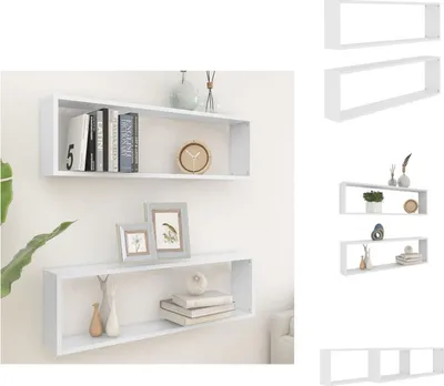 Zdjęcie produktu dla vidaXL Półki sześcienne 2 szt. Biały 100x15x30 cm Materiał drewnopochodny - Półki ścienne