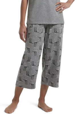 Produktbild von Hue Damen Schlafhose/Capri-Pyjama, Bedruckt, gestrickt - grau - Small