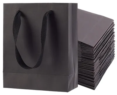 Zdjęcie produktu dla 25 czarnych papierowych toreb na zakupy, wymiar 16 x 13 x 6 cm