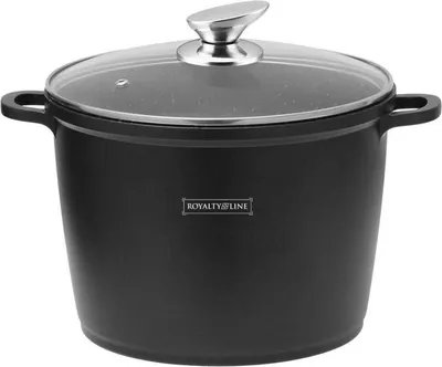 Image de Royalty Line RL-AD28M : Casserole avec revêtement en marbre et couvercle en verre - 28 cm