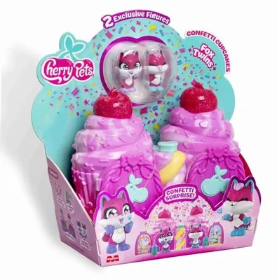 Produktbild von Magic Box Cherry Pets Confetti Cupcakes Fox Twins Figur Kinder One Size