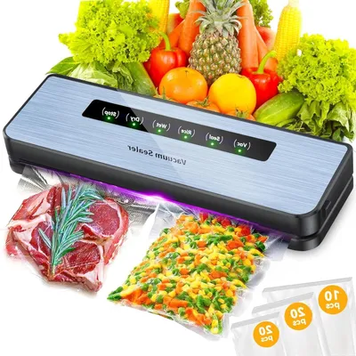Immagine prodotto di Set di macchine per il sottovuoto - Sigillatrice per alimenti - Conservazione degli alimenti - 5 funzioni in 1 - 50 sacchetti - Colore nero