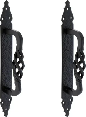 Produktbild von Stoßgriffe Türgriff Haustürbeschlag 2er Set Schmiedeeisen schwarz matt Ziehgriff