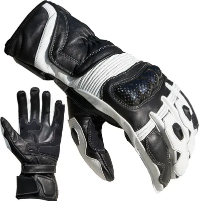 Produktbild von PROANTI Motorradhandschuhe Racing Leder Motorrad Handschuhe Weiß