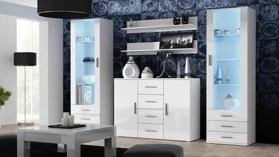 Productafbeelding van Furniture24 TV-meubel SOHO 3, modern woonkamerdesign, wit/wit hoogglans