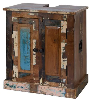Immagine prodotto di MASSIVMOEBEL24 | NATURE OF SPIRIT #101 Mobile vanità in legno riciclato - laccato / multicolore 60x43x66