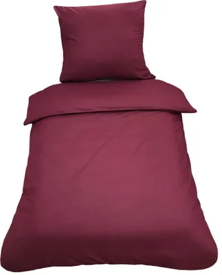 Produktbild von 2 teilige Uni Bettwäsche 135 x 200 cm bordeaux Einfarbig Renforce Baumwolle