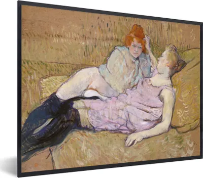 Produktbild von MuchoWow® MuchoWow® Gerahmtes Poster Das Sofa - Gemälde von Henri de Toulouse-Lautrec 40x30 cm - Poster mit zchwarzem Bilderrahmen - Kunstposter - Wanddekorationen