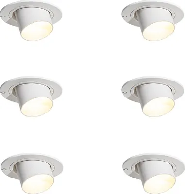 Produktbild von QAZQA - Modern Set mit 6 Einbauspots weiß GU10 35mm Rund Kippbar - Installa I Wohnzimmer I Schlafzimmer - Aluminium Rund - LED geeignet GU10