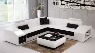 Produktbild von Lederpolster Design Ecksofa Couch Sofa L Form Wohnlandschaft Wohnzimmer Eckcouch