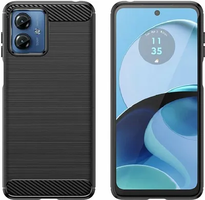 Produktbild von Carbon Case kompatibel mit Motorola G14 flexible Silikon-Carbon-Hülle schwarz