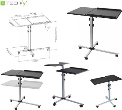 Image de Techly Chariot universel réglable pour projecteur d'ordinateur portable, noir