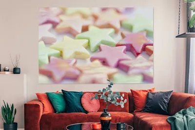 Produktbild von OneMillionCanvasses® - Leinwandbilder - 150x100 cm, Pastellfarbene Sterne, Wandbilder Kunstdruck Wanddekoration