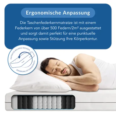 Produktbild von BMM Taschenfederkernmatratze Ortho Medic, 180 x 200 cm, H4, Matratzen Deutsche Produktentwicklung