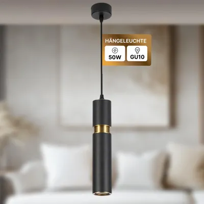 Zdjęcie produktu dla Lampa wisząca, czarna, jednoźródłowa, z regulacją wysokości, w kształcie cylindra, ARTE LAMP Ran, żarówka GU10 do 50W, idealna do stołu jadalnego i baru, wymiary: 6 x 6 x 30 cm, model A3145SP-1BK