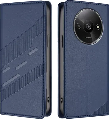 Produktbild von Hülle für Xiaomi Redmi A3 / Poco C61, Kunstleder Brieftaschen Handyhülle mit Kartenfach und Standfunktion Blau