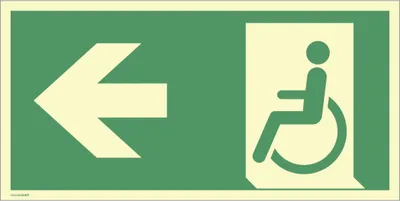 Produktbild von Dreifke® Schild Notausgang f. gehbeeintr. Personen Pfeil links, Alu, nachl., ...