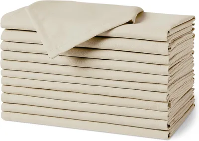 Productafbeelding van Stoffen servetten - Set van 12 - 43 x 43 cm - Herbruikbaar - Vlekafstotend - Beige