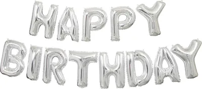 Produktbild von Ballongirlande "HAPPY BIRTHDAY" 340x35cm | Silber