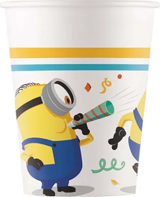 Image de Procos 93512 - Gobelets Minions Rise Of Gru, capacité max. 200 ml, 8 pièces, gobelets jetables en papier, anniversaire d'enfant, vaisselle de fête, Mix