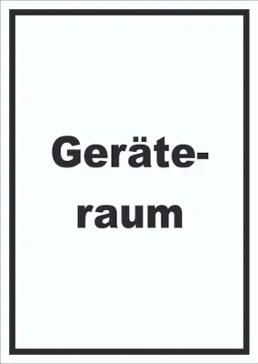 Produktbild von Geräteraum Schild mit Text Schuppen hochkant A6 Rückseite selbstklebend