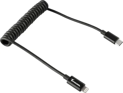 Produktbild von Formcase Spiralkabel Lightning zu USB-C Kabel 0,3-1m schwarz (MFI )