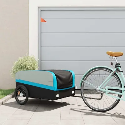 Produktbild von Fahrradanhänger Schwarz und Blau 45 kg Eisen , Fahrradanhänger 2024 Neu