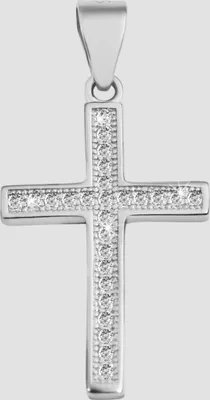 Produktbild von "Sepideh" 925/- Echt Silber Anhänger (ohne Kette), Kreuz mit Zirkoniabesatz, rhodiniert