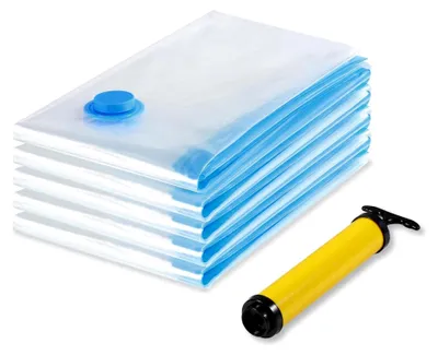 Produktbild von Vakuumbeutel für Kleidung Bettdecken 5 Stück 80x60 cm, Vacuum Bags Wiederverwendbar, Handpumpe Enthalten