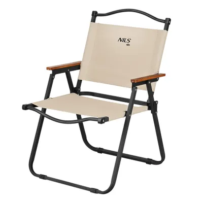 Produktbild von NILS CAMP Klappstuhl NC4307 Campingstuhl beigemit Holzdetails faltbar