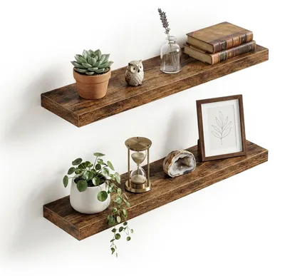 Schwebende Wandregale 2er Set, 3,8x20x80 cm, Altholzbraun