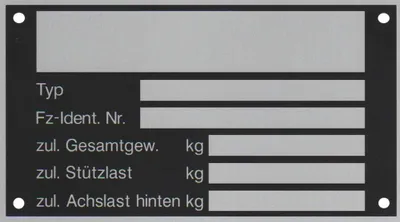 Produktbild von 5 x Blanko Typenschild Anhängertypenschild Neutral Anhänger - Vers. 7