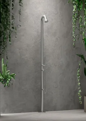 Immagine prodotto di Sined | Doccia da esterno - 229 cm - Acciaio inox Aisi 316L - Resistente alla corrosione - Con doccia a pedale e doccia a mano