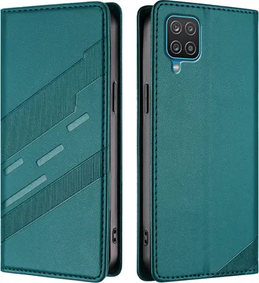 Image de Etui pour Samsung Galaxy A12, étui portefeuille en cuirPolyuréthaneavec fente pour cartes et fonction stand Grün