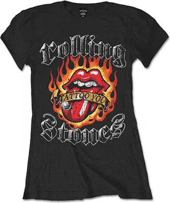 Produktbild von The Rolling Stones Flaming Tattoo Tongue Black L Damen T-Shirt