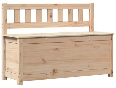 Obrázek produktu pro Dřevěná lavice - Masivní borové dřevo - 110 x 41 x 76,5 cm - S opěradlem a úložným prostorem